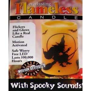  Spooky Sounds Flameless Candle 4 1/2 (Witch on Broom 
