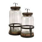   Set of 2 Rustic Old Fashioned Glass and Metal Jar Canisters 15