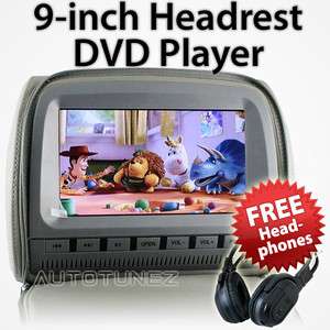   Headrest Car DVD Player Rear Monitor Pillow + Wireless Headphones IR