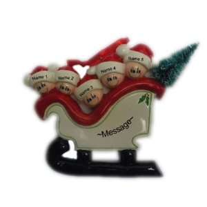  Personalized Sleigh Family 5 Christmas Holiday Gift 