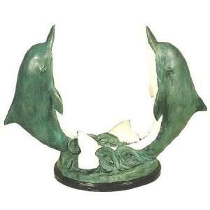   Galleries SRB991876 Two Dolphins on Wave   Bronze