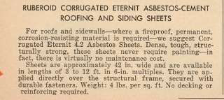 Ruberoid Asbestos Cement Boards Roofing Siding Tar 1951  
