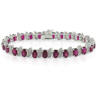 15 Carat Genuine Ruby and Diamond Silver Bracelet  