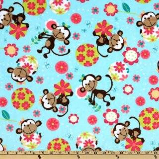  60 Wide Minky Pirate Monkey Cuddle Azure Fabric By The 