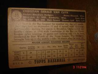 1952 TOPPS CHRIS VAN CUYK CARD#53 BROOKLYN DODGERS  