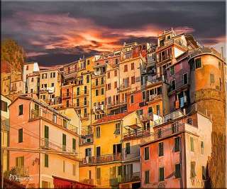 Tuscany ART PAINTING Italian Manarola Homes Italy  