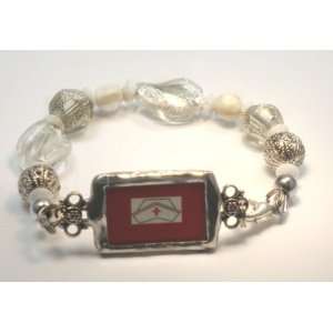  Nurse cap charm on white bead bracelet 