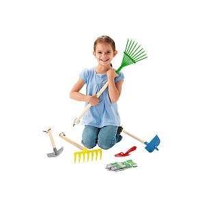   6pc Junior Size Garden Tools Gloves Rake Shovel Trowel Toys & Games