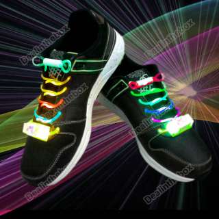 Mode LED Light Up Colorful Shoelaces Flash Glow Strap String Disco 