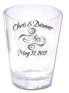 175 PERSONALIZED Rings Wedding Favor Shot Glasses NEW  