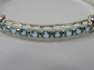 Sterling Silver Blue Topaz Bangle Bracelet 6 in  