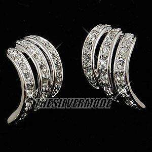 18K White Gold Plated Earring w Swarovski Crystal 11770  
