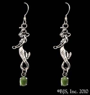 Sterling Silver Mermaid Earrings with Gemstones, Mermaid Jewelry 