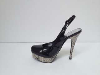   URSELA Patent SnakeSkin Platform Pumps Slingback Shoes Heels  
