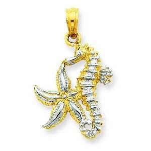  14k & Rhodium Seahorse & Starfish Pendant Jewelry