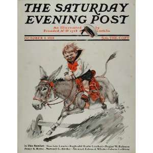 1915 SEP Cover Little Boy Riding Mule Donkey Tony Sarg   Original 