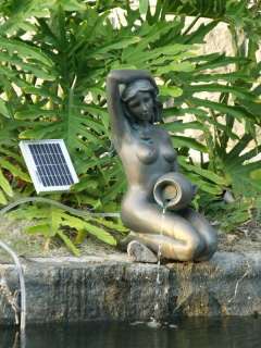 Solar Water Spitter Lady Kneeling Pond Spitter W/Kit  