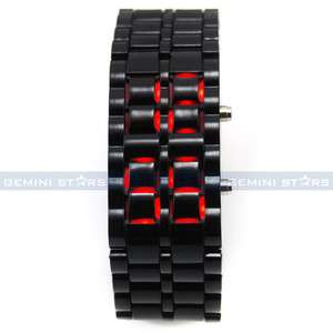   Black Plastic Red LED Digital Lava Men Lady Bracelet Sport Shirt Watch