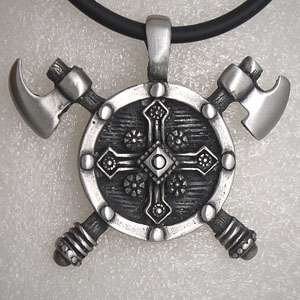 Viking seal Barbarian Gladiator Medieval Double Axe Shield Silver 