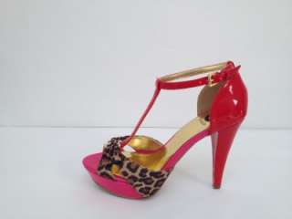   BY GUESS Red Pink HARTY Patent Cheetah Platform Pumps ALL SIZES Shoes