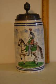 Faience Ceramic Pewter Stein Painted 18 19th Cent.  