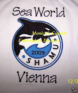 SEA WORLD CUSTOM T SHIRT SHAMU APPLIQUE PERSONALIZED #2  
