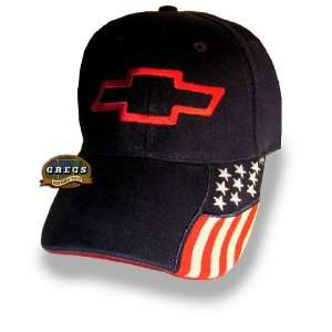  Bowtie Flag Hat Cap Black Chevrolet Chevy (Apparel 