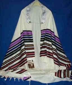 Multi color in reds and purples wool Tallit (Tallis, Judaica)  