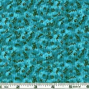   Lizard Words Turquoise Fabric By The Yard Arts, Crafts & Sewing