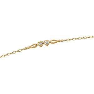    14K Yellow Gold Diamond Heart Bracelet DivaDiamonds Jewelry