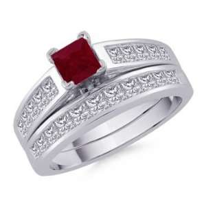   Ruby and Princess Diamond Ring in Platinum Angara Inc. Jewelry