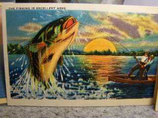ANTIQUE FISHING POST CARDS WI.SANTA CA.N.C. & N.H  