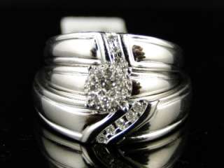   GOLD FINISH ROUND CUT DIAMOND BRIDAL ENGAGEMENT RING TRIO SET  