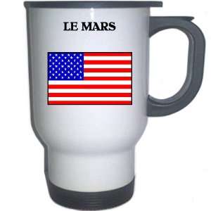  US Flag   Le Mars, Iowa (IA) White Stainless Steel Mug 