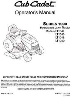 Cub Cadet LT1042 LT1045 LT1046 LT1050 Operators Manual  
