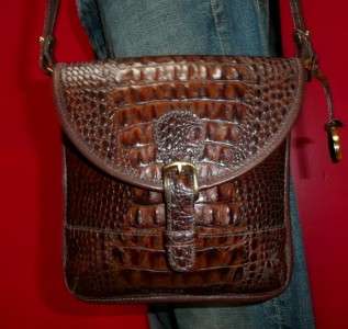 Vintage BRAHMIN Small Brown Leather Messenger Purse Bag  