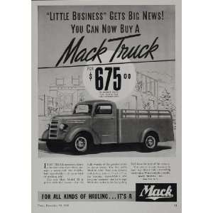 1938 Ad Vintage Mack Model ED Light Truck Price B/W   Original Print 