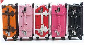 24 Vintage Luggage Case Rolling Wheel Suitcase  