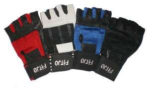 WRIST SUPPORT STRAP LEATHER WEIGHT LIFTING GYM GLOVES  