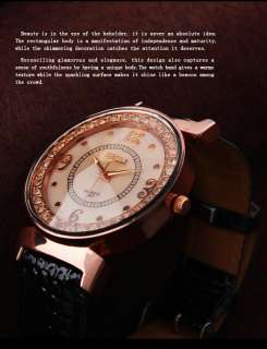   Elegant Jewellery Quartz Wrist Watch White Women Girl Leather  