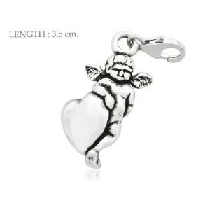  Cupid Angel Heart 925 Sterling Silver Charm/ Pendant Free 