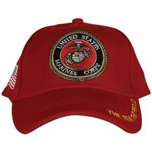  Red US Marines Corps Emblem Embroidered Ball Cap 