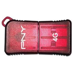 PNY P FDU4GBSLK/RED EF MICROSLEEK ATTACHE USB DRIVE (4GB 