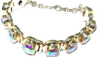   Design Rainbow Mystic topaz .925 STERLING SILVER Bracelet 8  