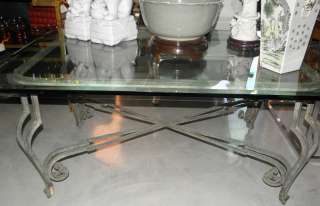 Modern Designer Wrought Iron & Glass Cocktail Table NR  