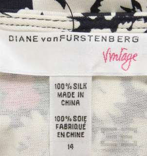 Diane von Furstenberg Vintage Navy White & Pink Print Silk Wrap Dress 