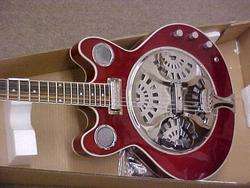 DOBRO ELECTRIC ACOUSTIC RESONATOR GUITAR   CANDY RED LACQUER FINISH W 