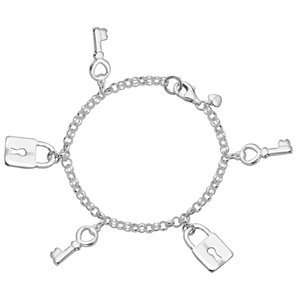   Sterling Silver Multi Key and Lock Charm Bracelet Amoro Jewelry