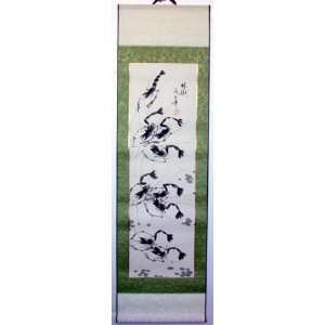  Chinese Watercolor Painting Scroll Black Ink Shrimp 