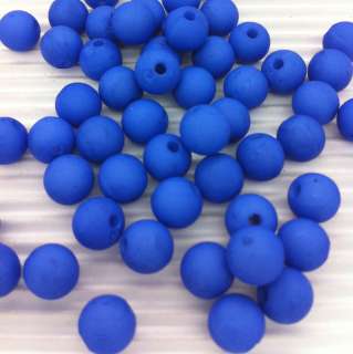 100 BLUE Opaque MATT Acrylic ROUND Beads 8mm  